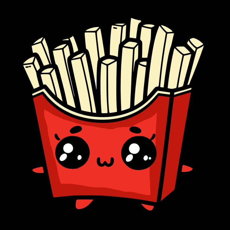 a cute. french fries
