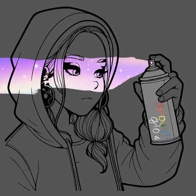 a realistic girl, spray painting