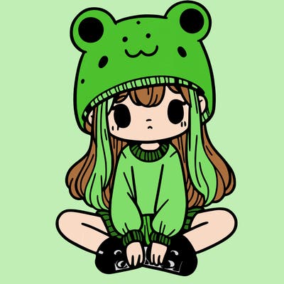 a girl wearing a frog hat and some frog socks