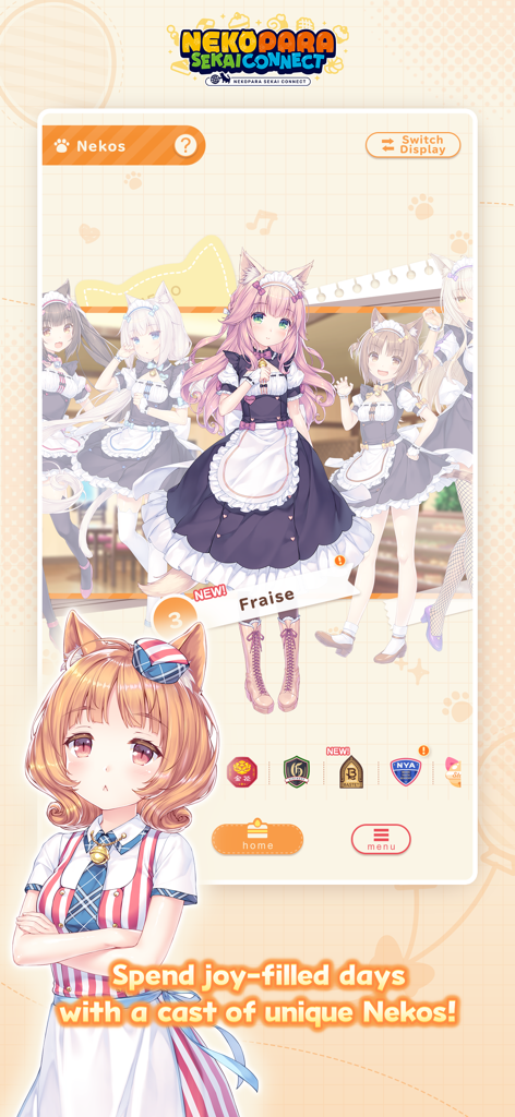 Nekopara Sekai Connect - Nekopara Sekai Connect game screenshot featuring a cast of cat girl characters in maid uniforms