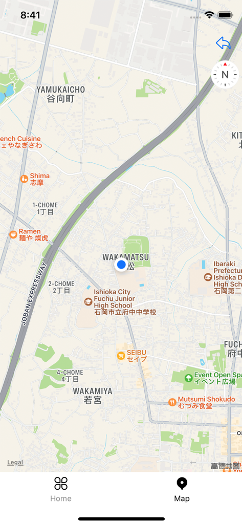 GPS Test - Simple Tool - GPS Test Simple Tool map interface showing a blue location dot in a suburban area