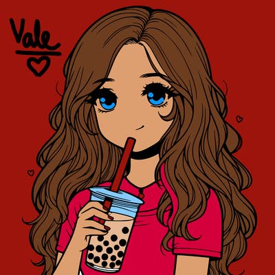 a realistic girl holding boba tea
