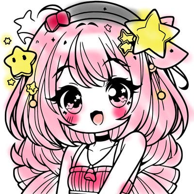 cute anime girl with star accessories