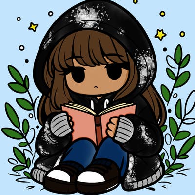 girl in oversized hoodie reading a book