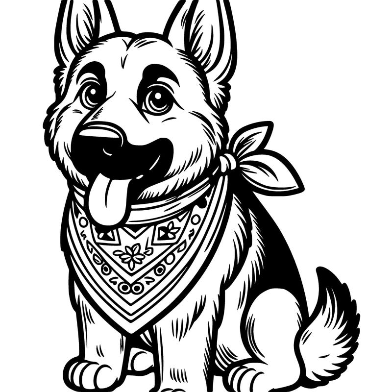 german shepard with bandana on neck