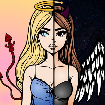 devil vs angel realistic girl