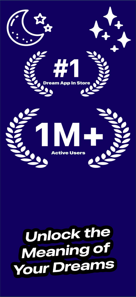 Promotional screen for Dream Meaning AI Interpreter showing it as the top dream app with over one million active users