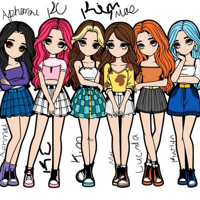 a group of girls realistic