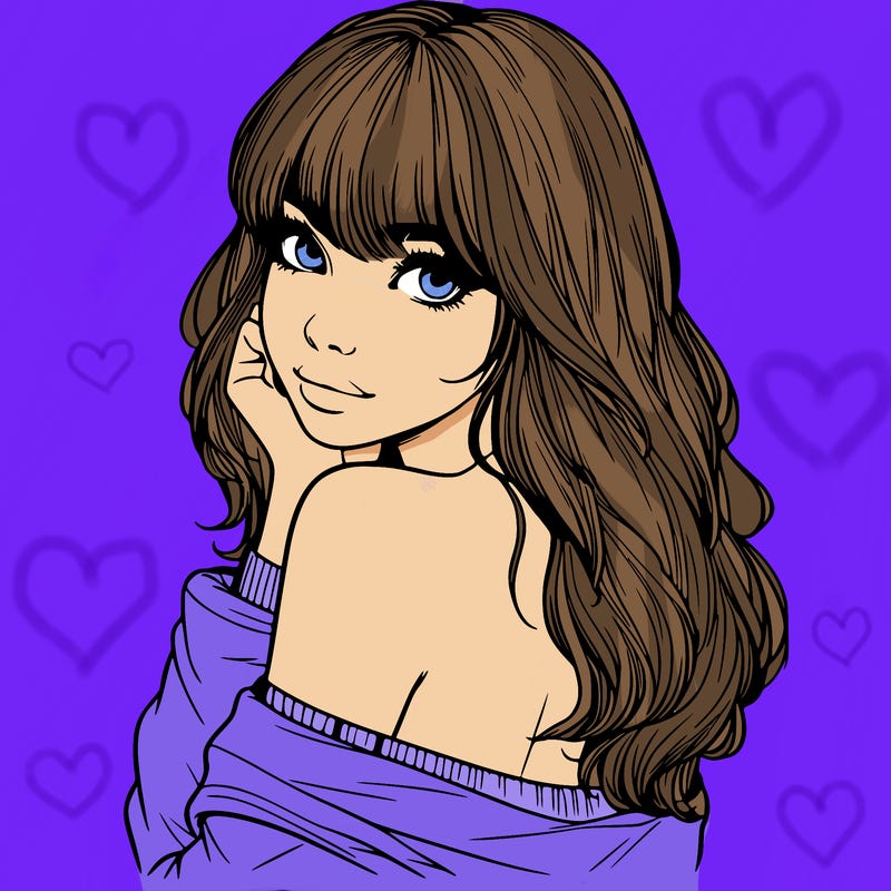 realistic girl with bangs looking over her shoulder