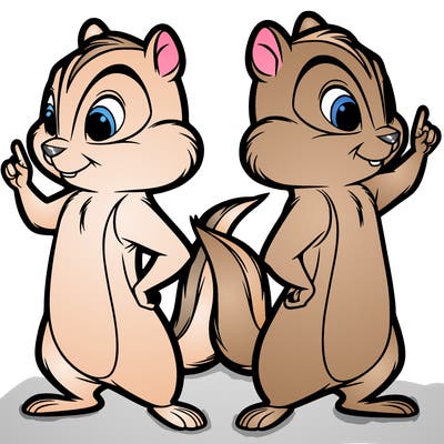 two tamias standing up split realistic