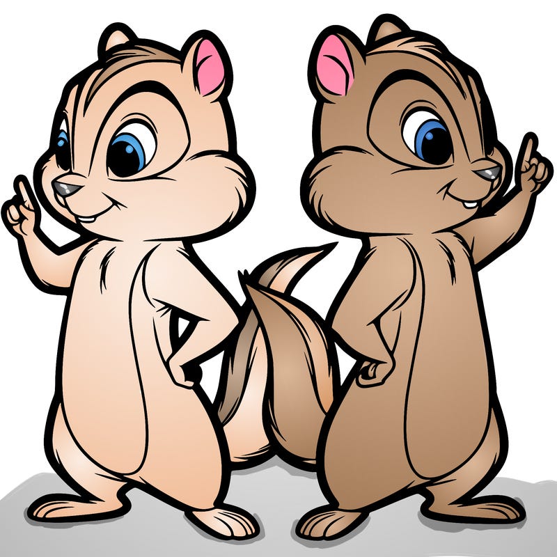 two tamias standing up split realistic