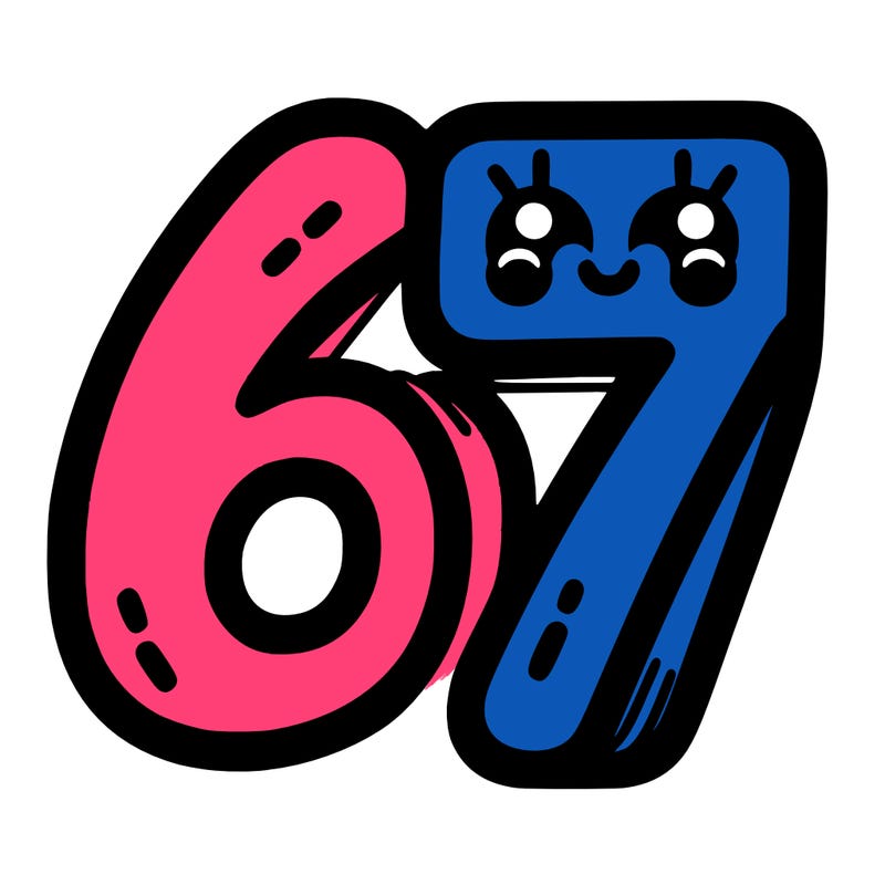 the numbers 67