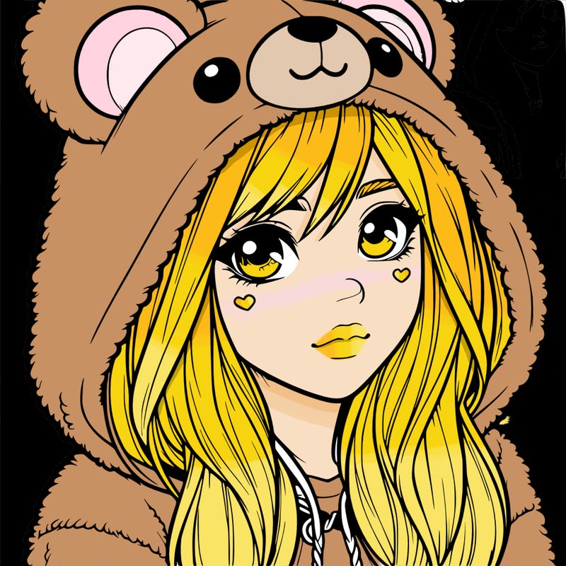 realistic girl in a bear hoodie