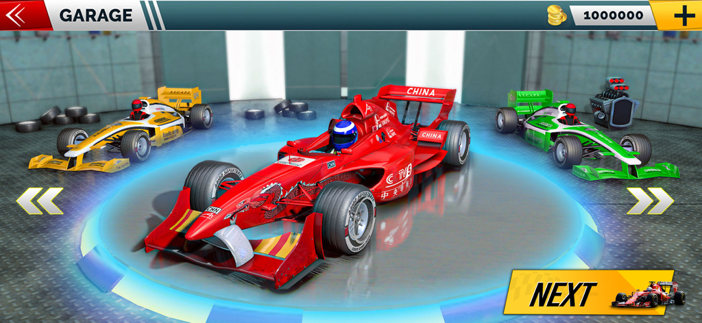 Extreme Formula Car Stunt Game - Formula car selection garage in Extreme Formula Car Stunt Game