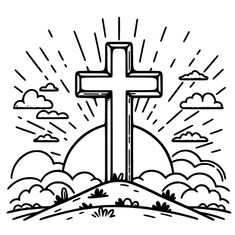 cross on a hill with a sunset