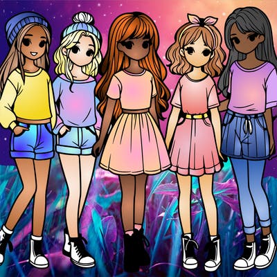 a group of five girls