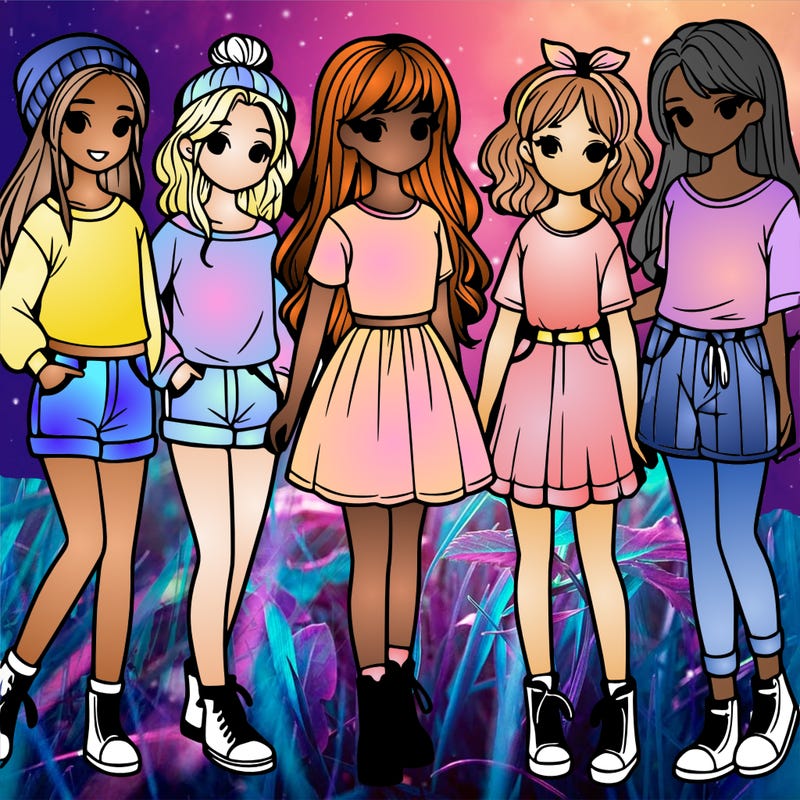 a group of five girls