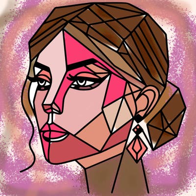 geometric art illustration of a woman's face