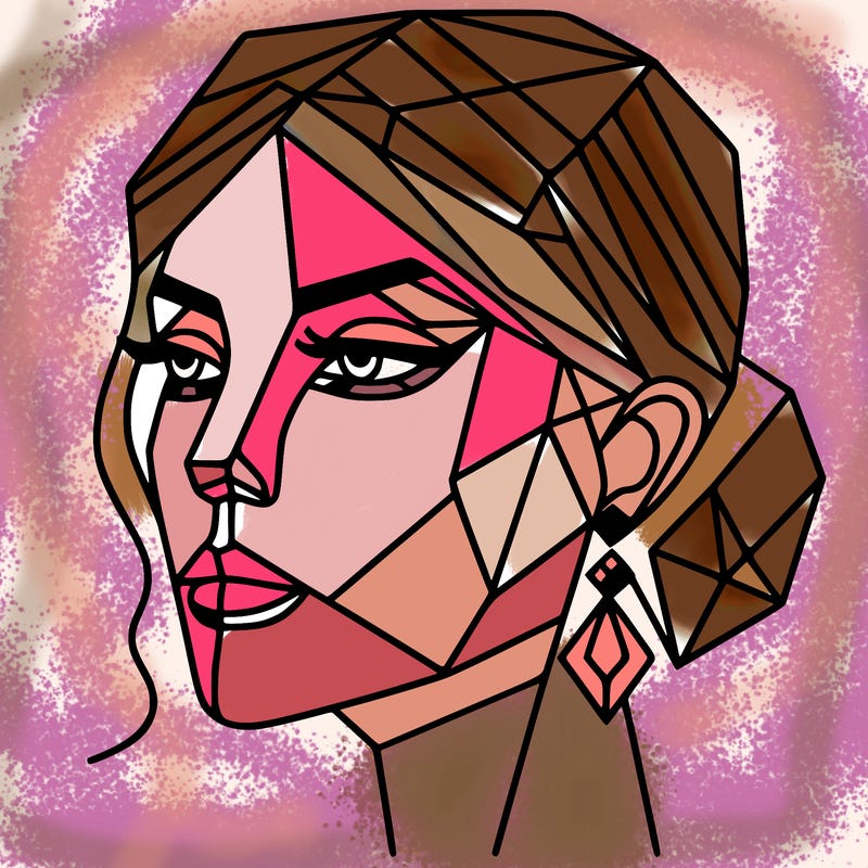 geometric art illustration of a woman's face