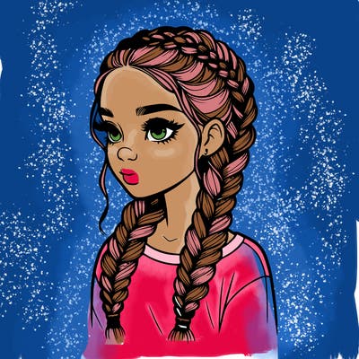 realistic girl with braids