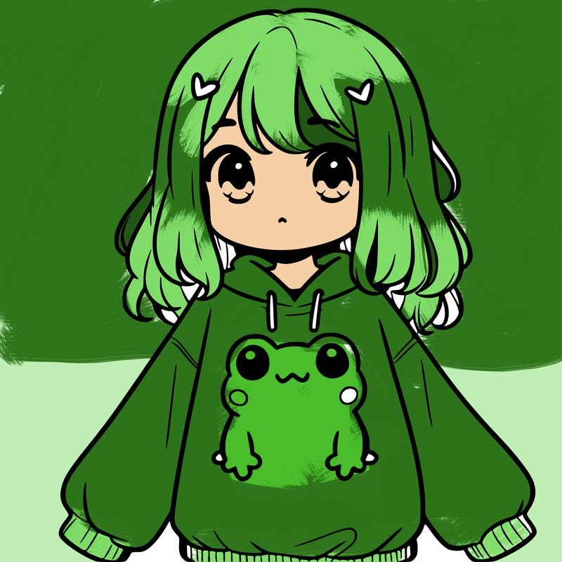 girl wearing frogging sweatshirt