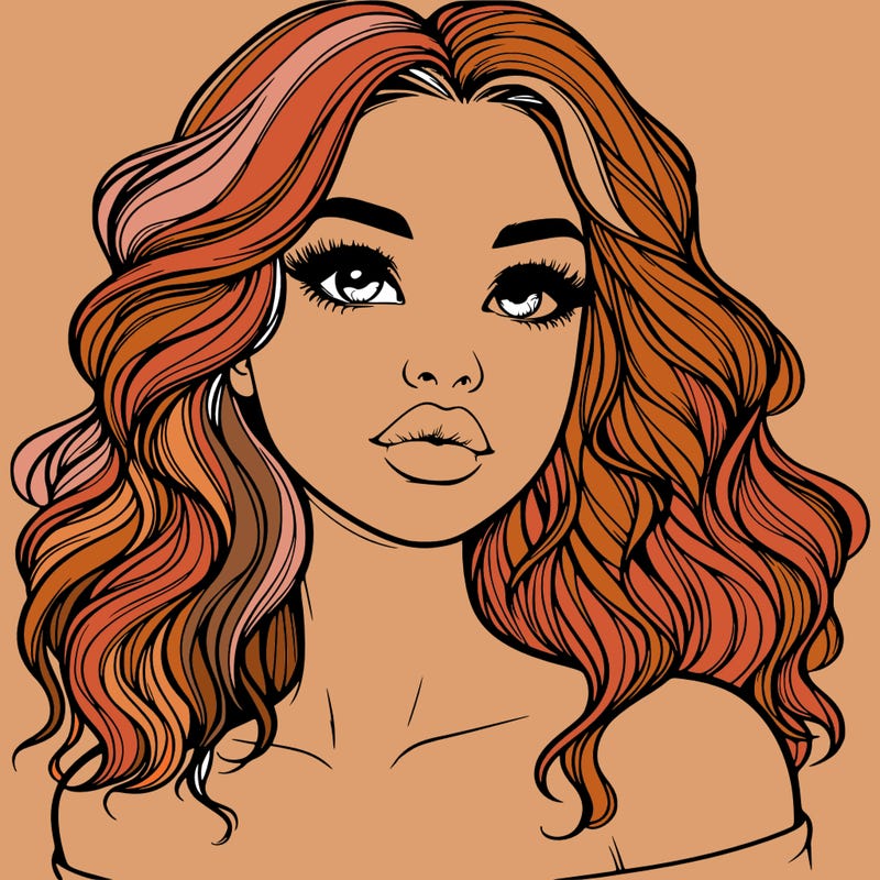 realistic girl with wavy hair and lips