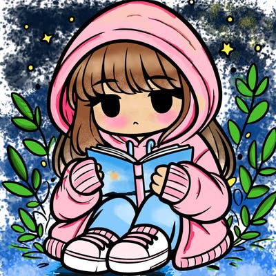 girl in oversized hoodie reading a book