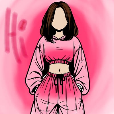 realistic girl faceless with baggy pants and a crop top