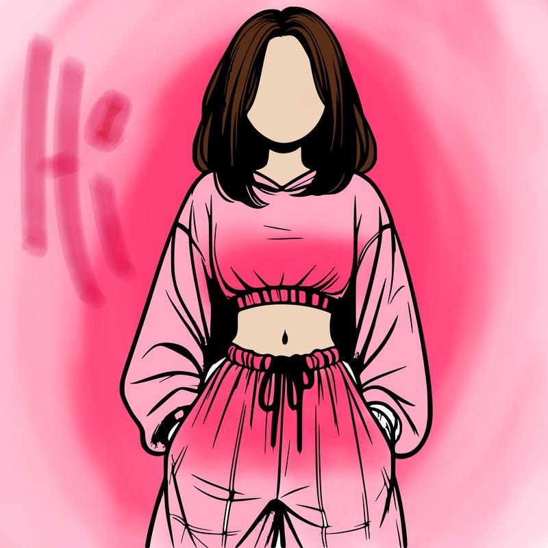 realistic girl faceless with baggy pants and a crop top