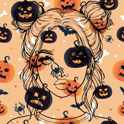 realistic girl with two buns in hair and lips