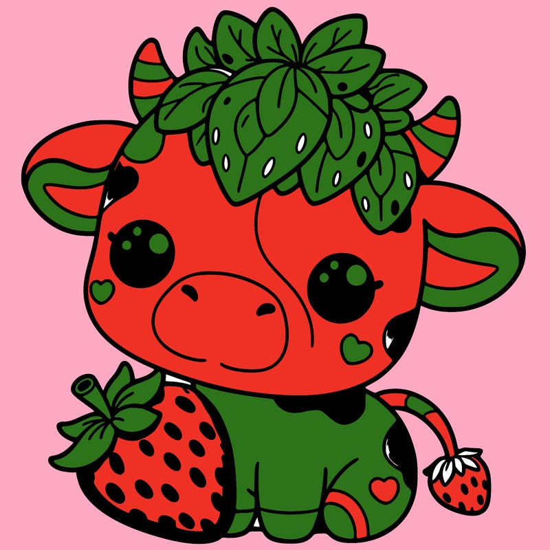 cute strawberry cow