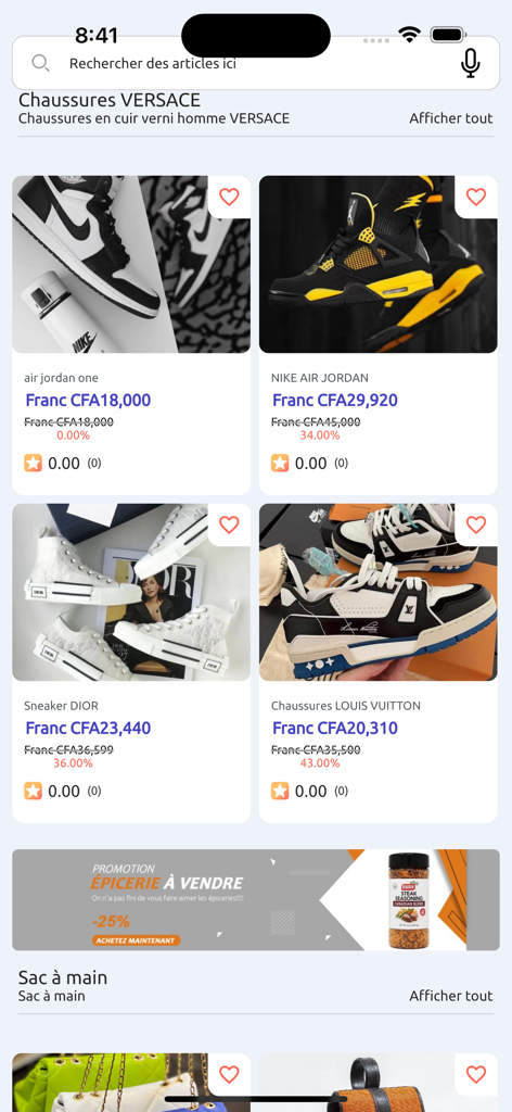 Kasuwa Niger - Mobile app interface for Kasuwa Niger showing branded sneakers from Dior and Louis Vuitton with prices in CFA