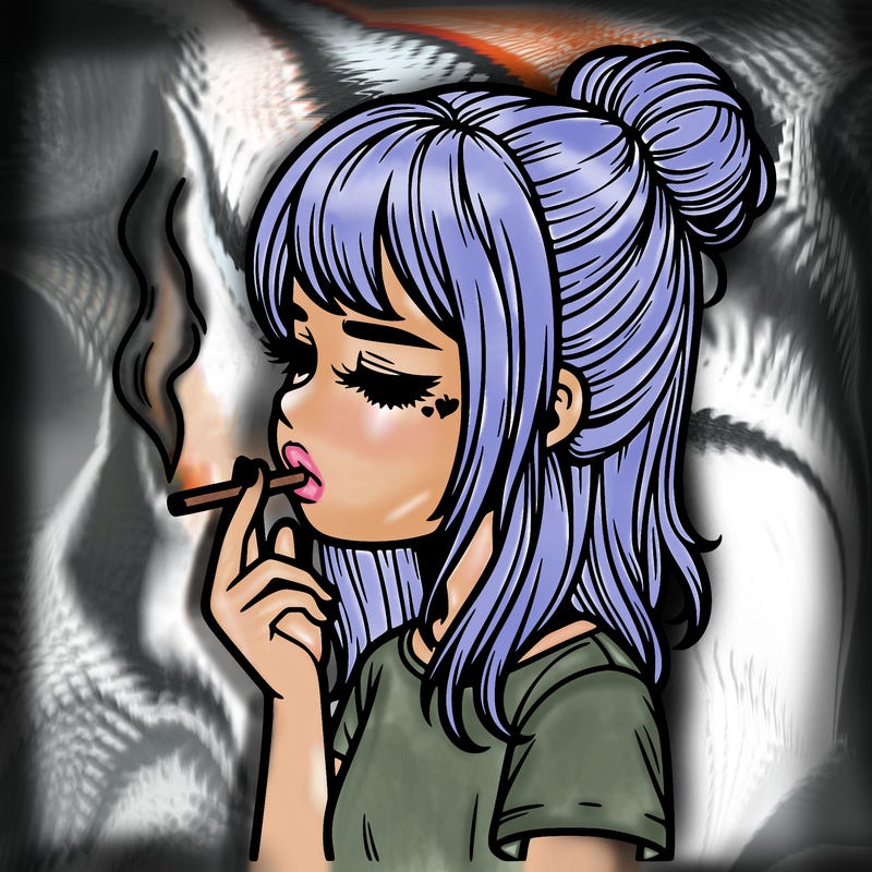 realistic sad girl smoking