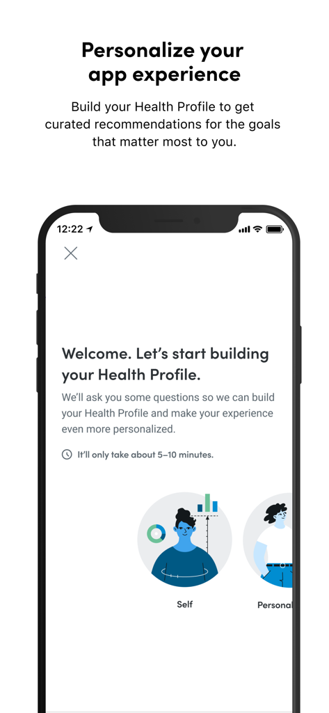 My Highmark App - Onboarding screen of the My Highmark app where users can begin building their personalized health profile.