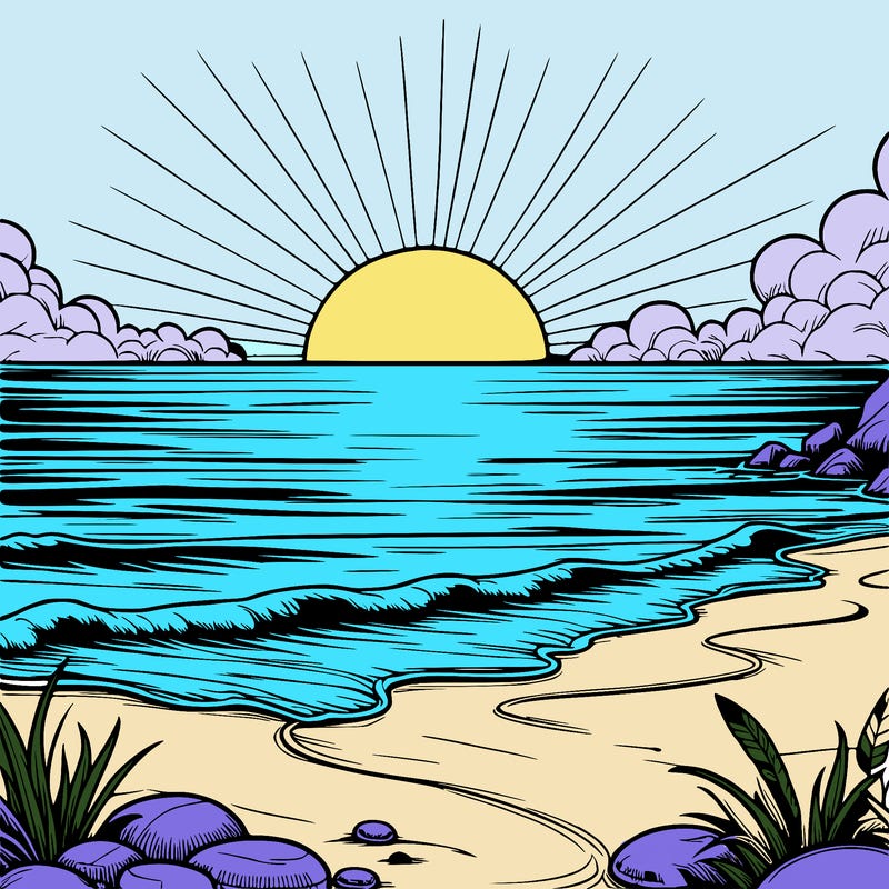 realistic sunset on a beach