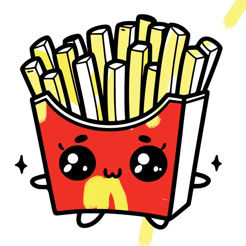 a cute. french fries