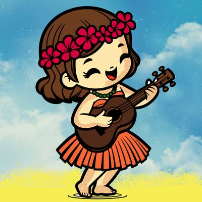 a hula dancer who plays the ukulele