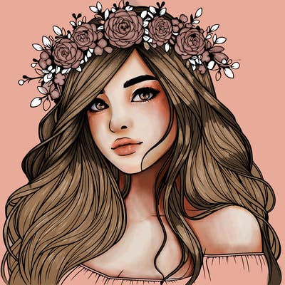 realistic girl with flower crown