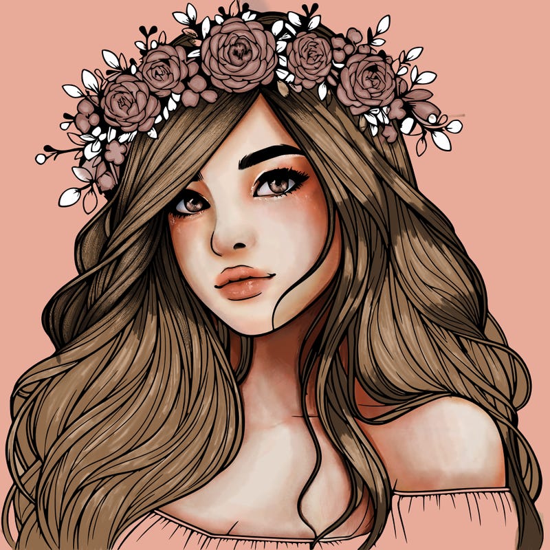 realistic girl with flower crown