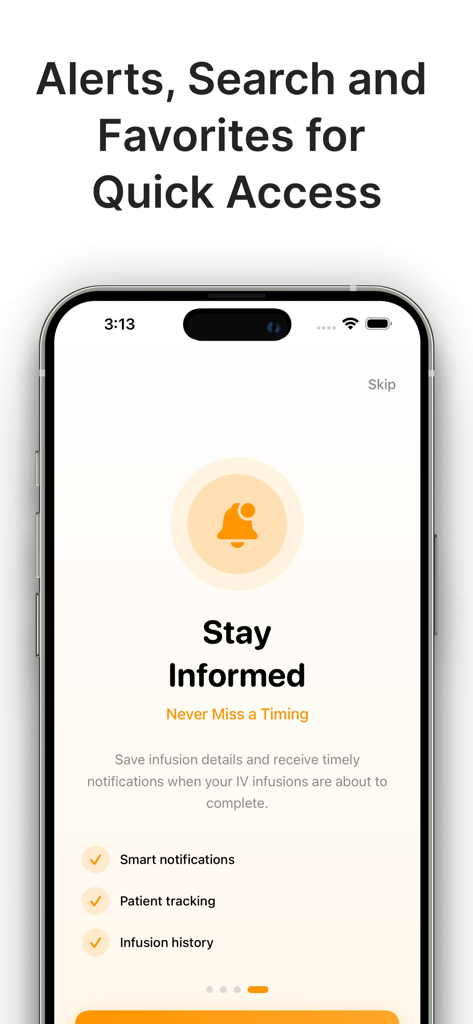Drip Rate Infusion Calculator - DripRate Pro app screen showing infusion notification and patient tracking features