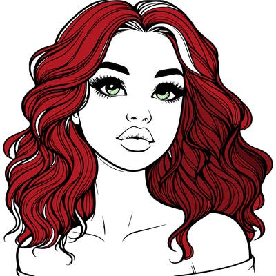 realistic girl with wavy hair and lips
