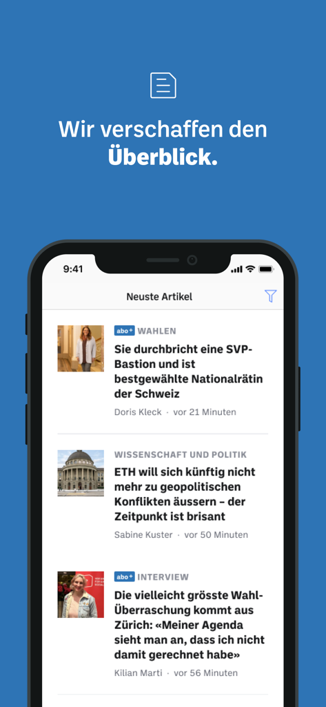 Obwaldner Zeitung - Obwaldner Zeitung app interface displaying the latest local and national news articles on a smartphone