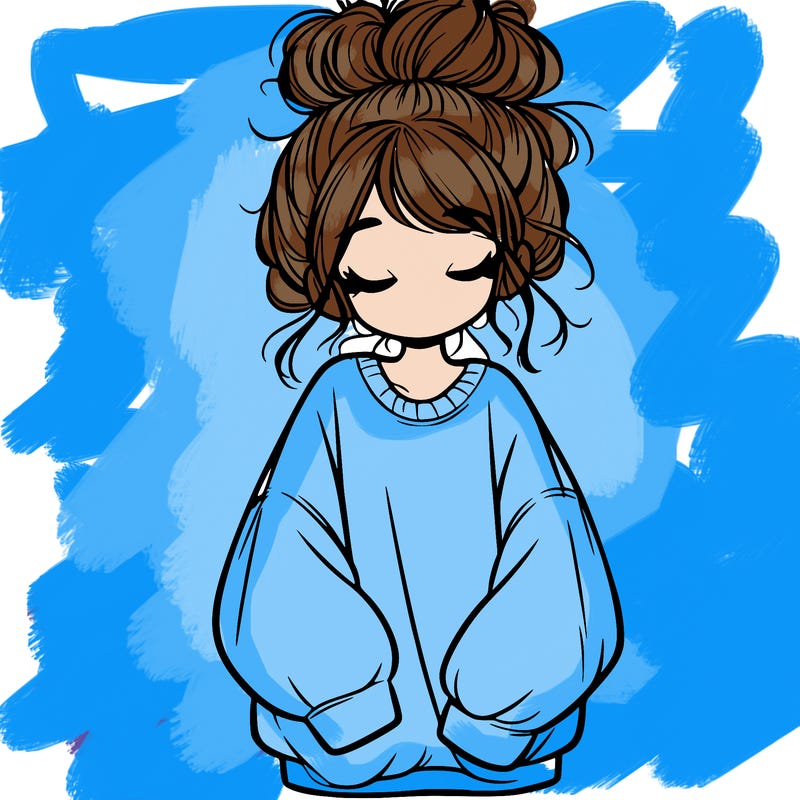 girl with baggy sweatshirt and messy bun