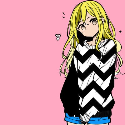 manga teen girl  in a sweater and baggy pants