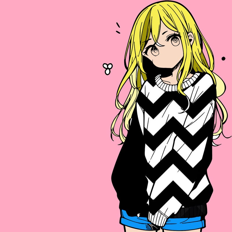 manga teen girl  in a sweater and baggy pants