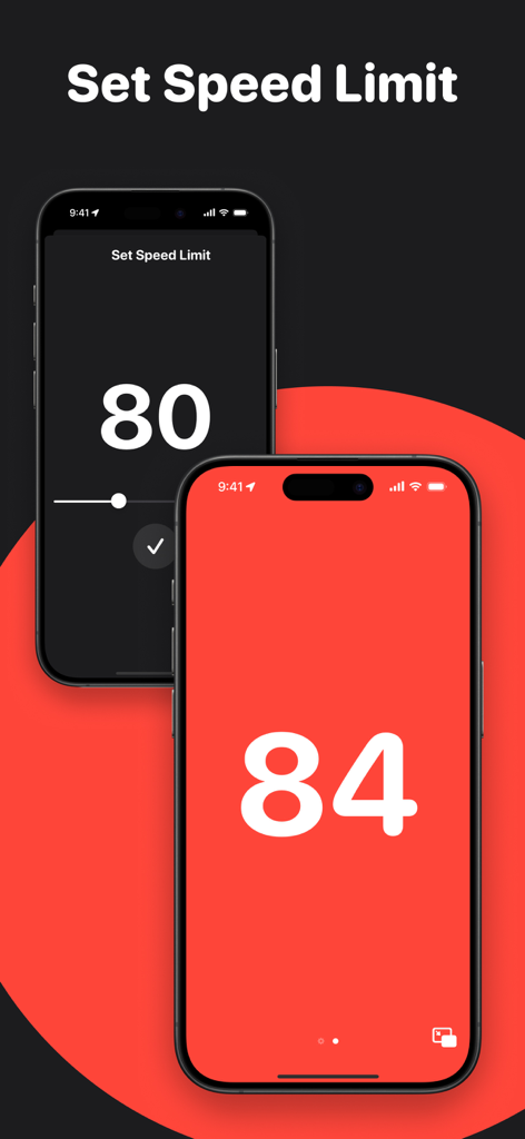 Simple Speedometer Pro - Interface of Simple Speedometer Pro showing speed limit configuration and a red visual alert when exceeding the set speed.