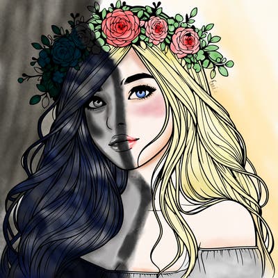 realistic girl with flower crown