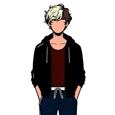 a guy with slightly wavy hair, a tank top, tracksuit bottoms, a hooded jacket and in realism