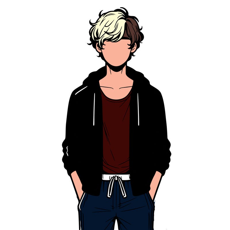 a guy with slightly wavy hair, a tank top, tracksuit bottoms, a hooded jacket and in realism