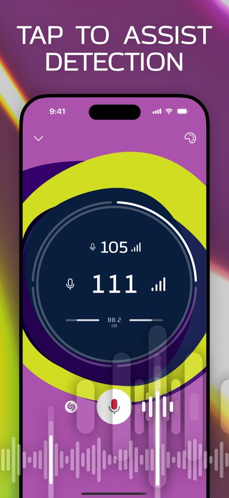 Live BPM: Tap Tempo & Counter - Interfaz de la aplicación Live BPM que muestra la función de detección de asistencia con tap y monitorización de tempo en tiempo real para músicos.